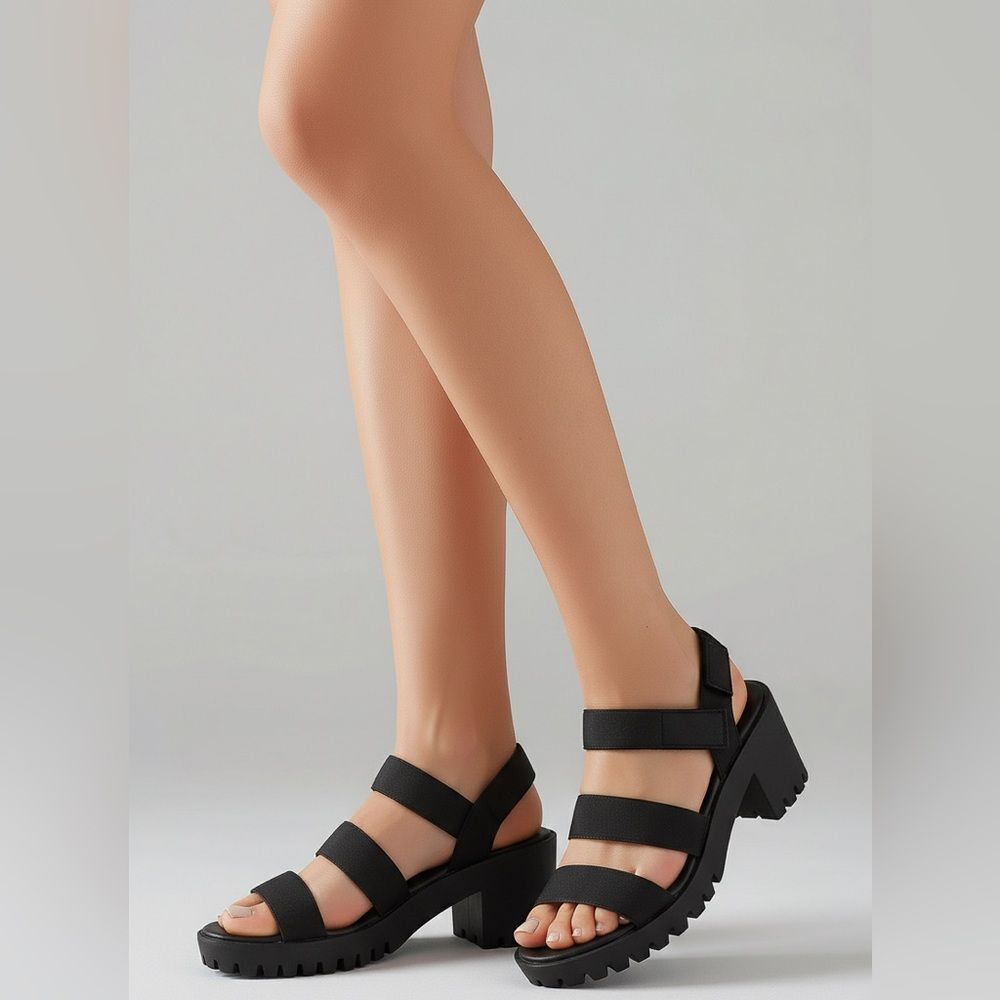 Madden Girl Black Sohoo Lug sole platform Y2K sandals NWOT size 11